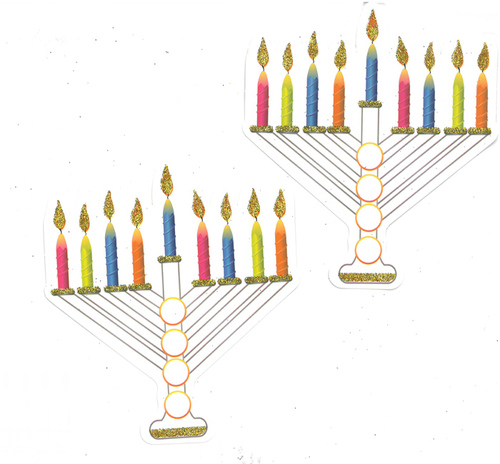 20 חנוכיות עם נצנצים ליצירה ולצביעה