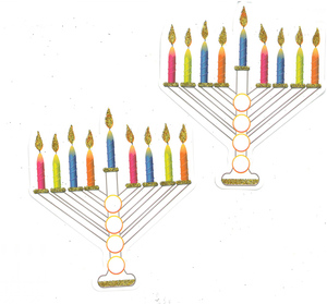20 חנוכיות עם נצנצים ליצירה ולצביעה