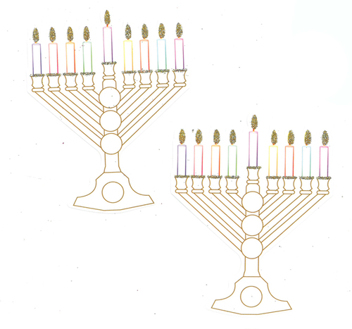 20 חנוכיות עם נצנצים לצביעה לפי המסגרת