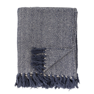 כירבולית כותנה ממוחזרת 160x130 ס"מ Herringbone כחול