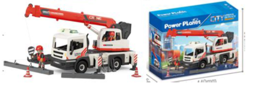 משאית מנוף אדום אורות וצלילים POWER PLANET