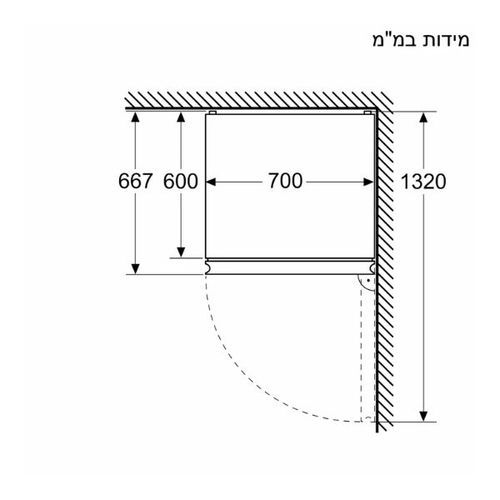 מקרר מקפיא תחתון 440 ליטר Siemens KG49NSBBF זכוכית שחורה **מתצוגה** סימנס