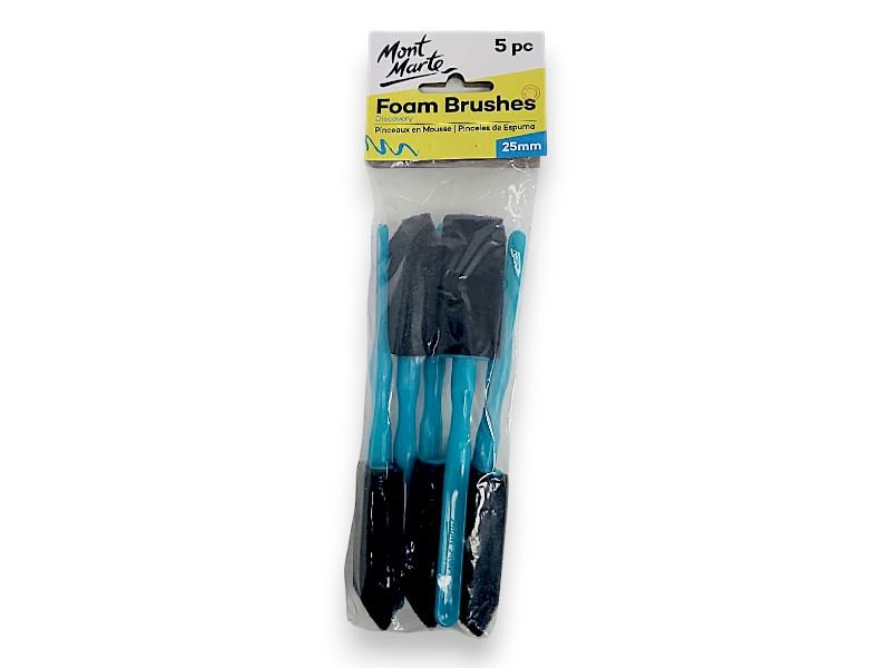 סט מברשות ספוג Mont Marte Foam Brushes – רוחב 25 מ"מ (5 יחידות)