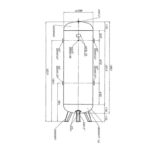 מיכל לחץ אויר LT500.2/10 עומד VECO1841