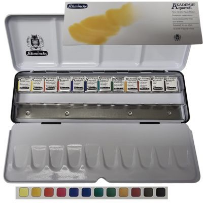 סט 12 חצאי טבליות שמינקה 412 AKADEMIE AQUARELL