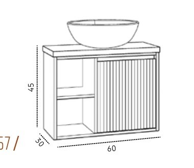 ארון אמבטיה תלוי עץ דגם שוהם 60X30 סמ