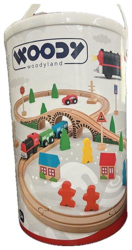 WOODY figure eight railway set with battery powered engine