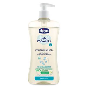 בייבי מומנטס - סבון גוף ושמפו עדין 500 מ"ל בקבוק עם משאבה