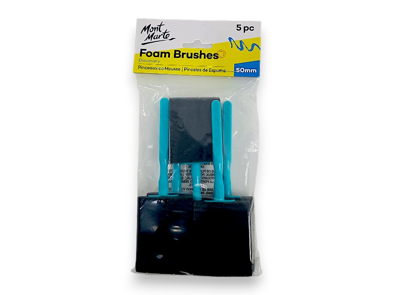 סט מברשות ספוג Mont Marte Foam Brushes – רוחב 50 מ"מ (5 יחידות)