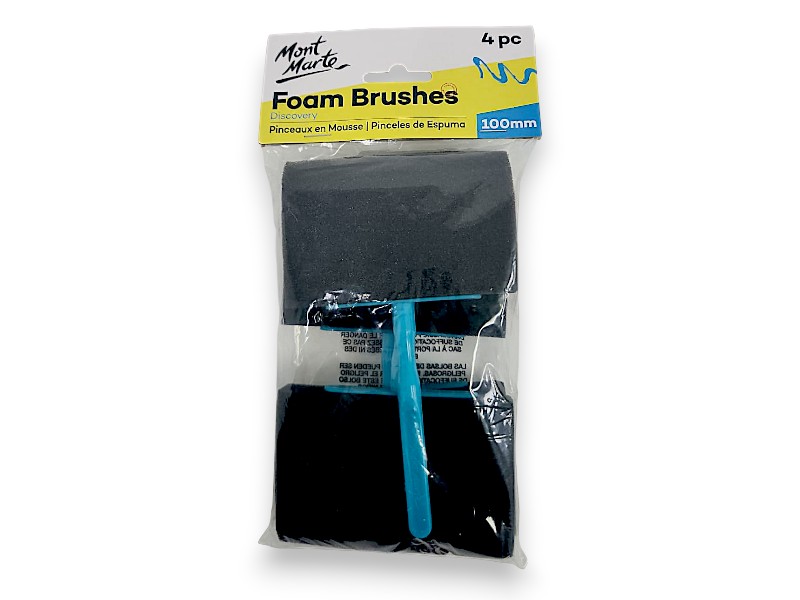סט מברשות ספוג Mont Marte Foam Brushes – רוחב 100 מ"מ (4 יחידות)