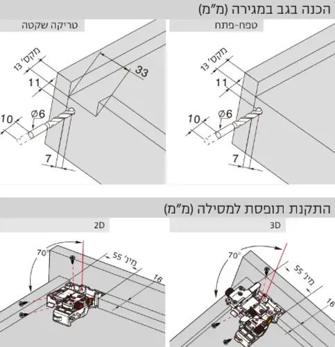זוג מסילות נסתרות שליפה כפולה ל-19 מ