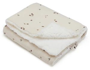 שמיכת תינוק דו-צדדית רכה עם צד פרוותי 70x100 ס"מ - שמנת / תותי עץ