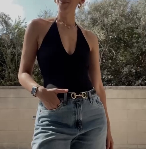 חגורת עור אבזם מאורך