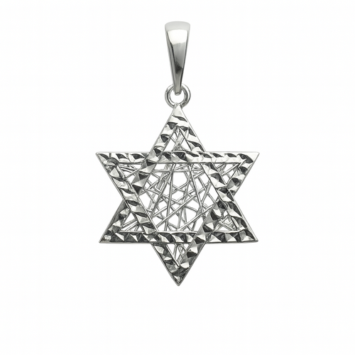 תליון מגן דוד 14K זהב לבן 
