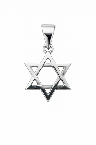 תליון מגן דוד זהב לבן 14K בעיצוב קלאסי