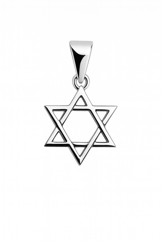 תליון מגן דוד זהב לבן 14K בעיצוב קלאסי