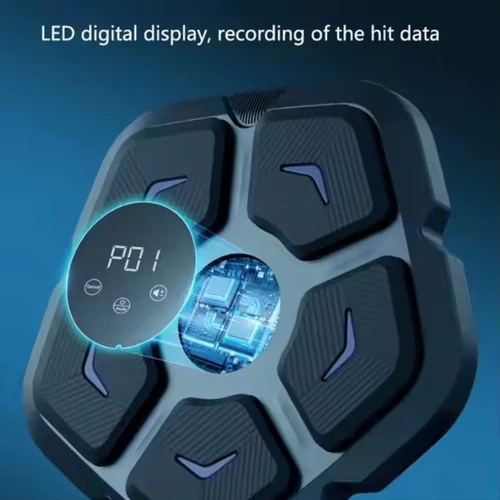 מכונת אגרוף חכמה עם מוסיקה אינטראקטיבית Bluetooth ותאורת LED 