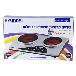 כיריים חשמליות קרמיות כפולות Hyundai HAP 302 C6S | יבואן רשמי