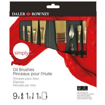 סט 9 מכחולים ושפכטל לשמן בקלמר Daler Rowney Simply