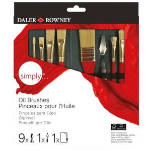 סט 9 מכחולים ושפכטל לשמן בקלמר Daler Rowney Simply