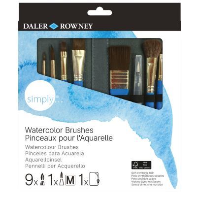 סט 10 מכחולים לצבעי מים בקלמר Daler Rowney Simply