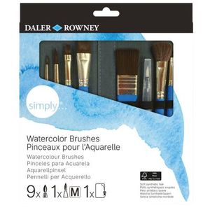 סט 10 מכחולים לצבעי מים בקלמר Daler Rowney Simply