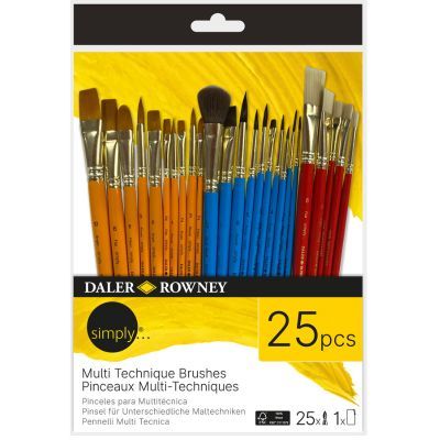 סט 25 מכחולים וקלמר מיקס מדיה Daler-Rowney -Simply 