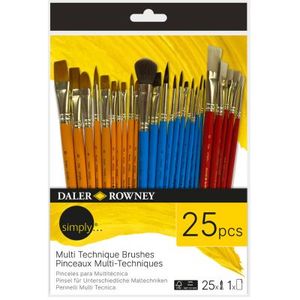 סט 25 מכחולים וקלמר מיקס מדיה Daler-Rowney -Simply 