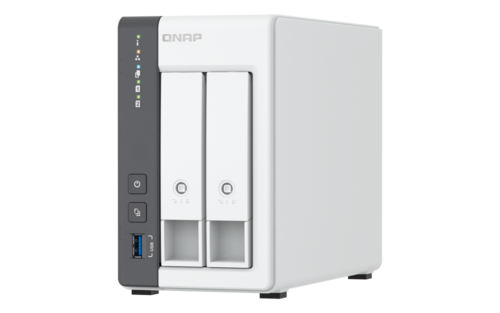QNAP TS-216G NAS דו־מפרצי עם חיבור 2.5GbE, מעבד ARM מרובע ליבות ו־NPU מובנה לניהול קבצים, גיבויים ותמונות בצורה חכמה ובטוחה.