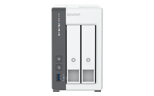 QNAP TS-216G NAS דו־מפרצי עם חיבור 2.5GbE, מעבד ARM מרובע ליבות ו־NPU מובנה לניהול קבצים, גיבויים ותמונות בצורה חכמה ובטוחה.