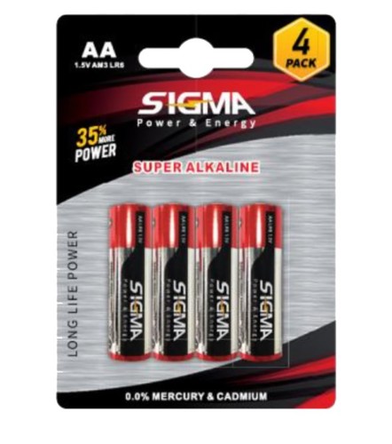 מארז 4 סוללות Sigma Super Alkaline AA LR6