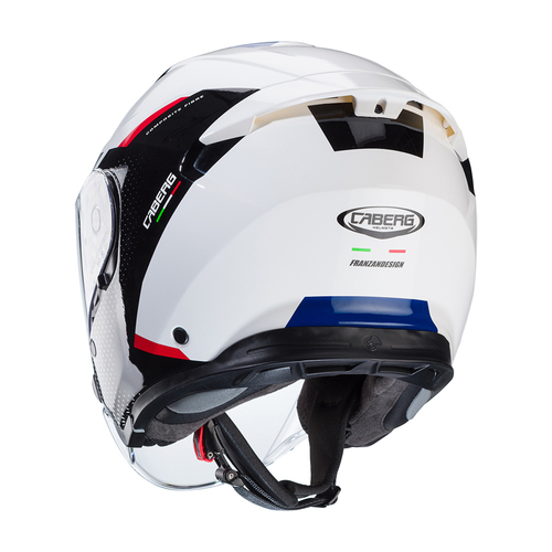 קסדת ¾ CABERG FLYON II צבע לבן\כחול\אדום תקן חדש 22.06