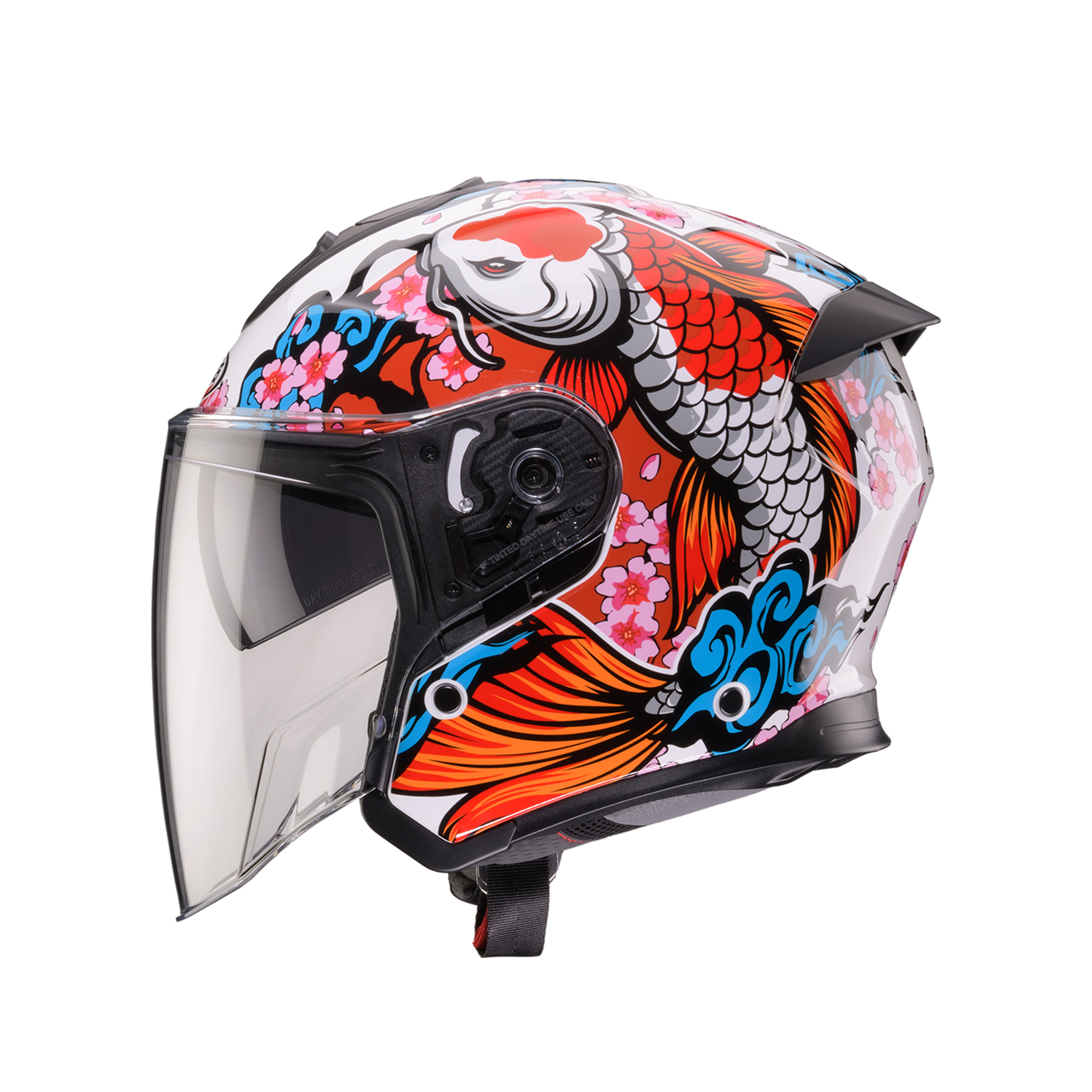 קסדת ¾ CABERG FLYON II צבע לבן\כתום\אדום תקן חדש 22.06