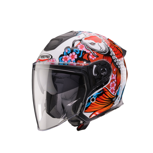 קסדת ¾ CABERG FLYON II צבע לבן\כתום\אדום תקן חדש 22.06