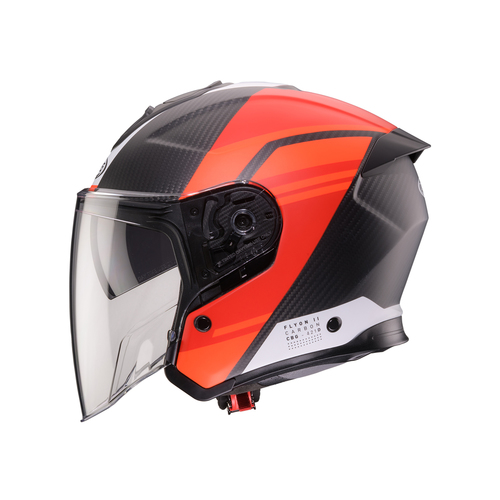 קסדת 4\3 לאופנוע CABERG FLYON 2 CARBON שחור\אדום תקן חדש 22.06