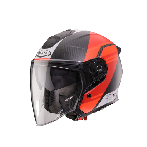 קסדת 4\3 לאופנוע CABERG FLYON 2 CARBON שחור\אדום תקן חדש 22.06