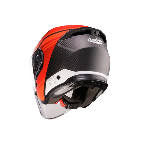 קסדת 4\3 לאופנוע CABERG FLYON 2 CARBON שחור\אדום תקן חדש 22.06