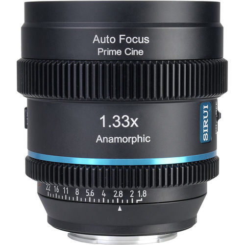 עדשה אנמורפית אוטופוקוס Sirui 20mm T1.8 1.33x S35 AF Anamorphic Lens (Sony E, Blue Flares)
