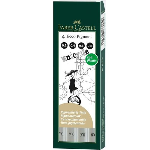 סט רפידוגרפים 0.2 / 0.4 / 0.6 / 0.8 מ?מ. Faber-Castell Ecco Pigment (4 עוביים)