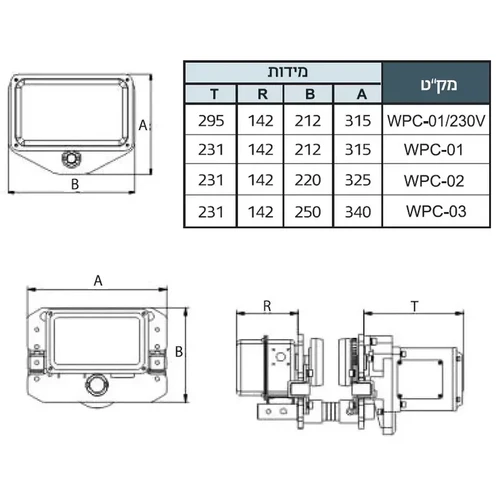 קרונית חשמלית 230V טון 1 KARNAF   WPC-01/230V