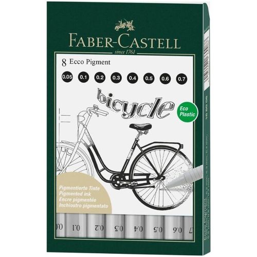 סט 8 רפידוגרפים (0.05-0.7) מ?מ. Faber-Castell Ecco Pigment