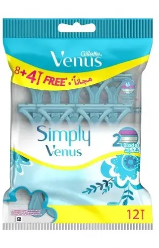 ג'ילט ונוס סכיני גילוח 8 + 4 עם 2 להבים 12 יחידות