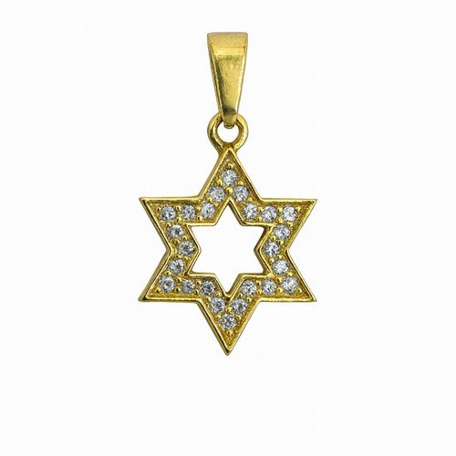 תליון מגן דוד משובץ זרקונים – זהב צהוב 14 קראט