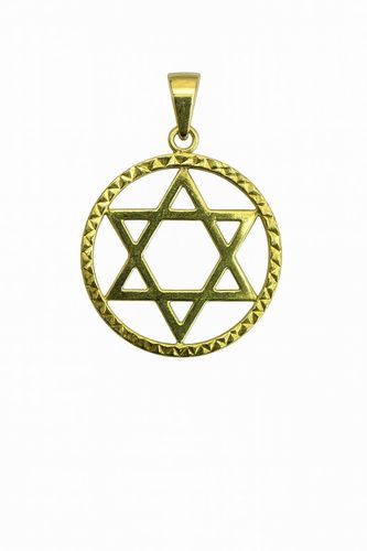 תליון מגן דוד עגול זהב צהוב 14 קראט – 