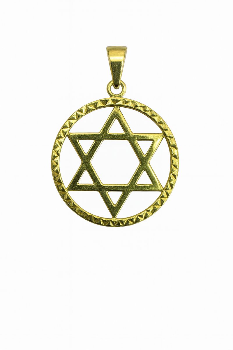 תליון מגן דוד עגול זהב צהוב 14 קראט – 