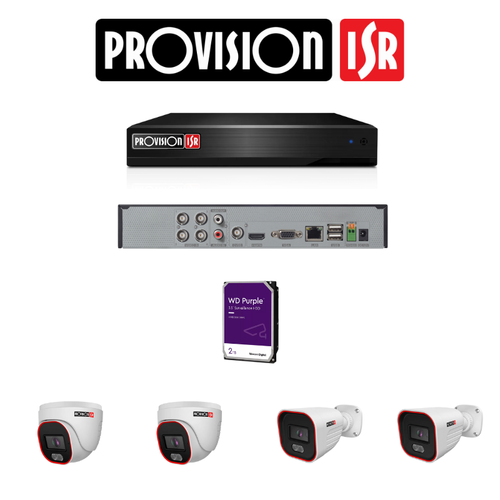 קיט מצלמות אבטחה אנלוגי - מערכת הקלטה 4 ערוצים + 4 מצלמות אנלוגיות 3K מבית ProVision