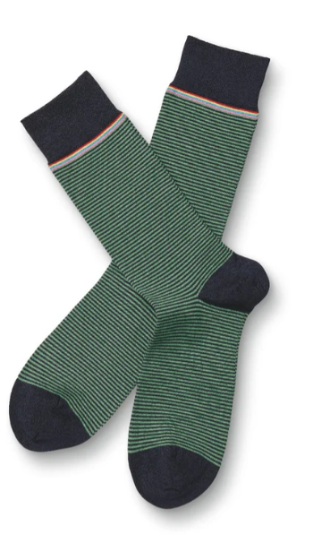 זוג גרביים - Navy And Green Stripe Socks
