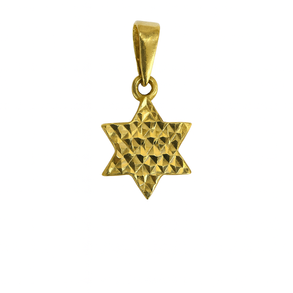 תליון מגן דוד מחוספס בזהב צהוב 14 קראט