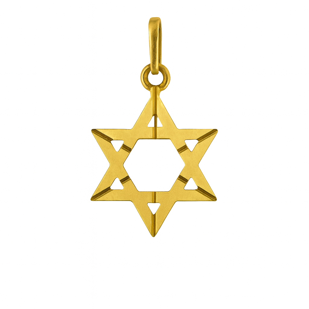תליון מגן דוד גיאומטרי בזהב צהוב 14 קראט