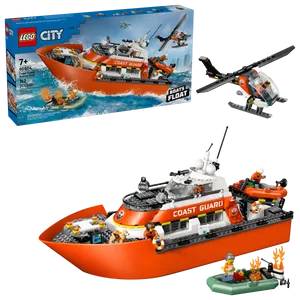  סיטי - סירת חילוץ ומסוק של משמר החופים LEGO 60504